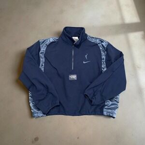Nike Indiana Fever 1/4 Zip Pullover Jacket Blue Satin WNBA Caitlin Clark Era L